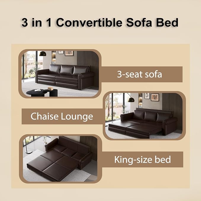 Faux Leather Sleeper Sofa Couch - Image 8