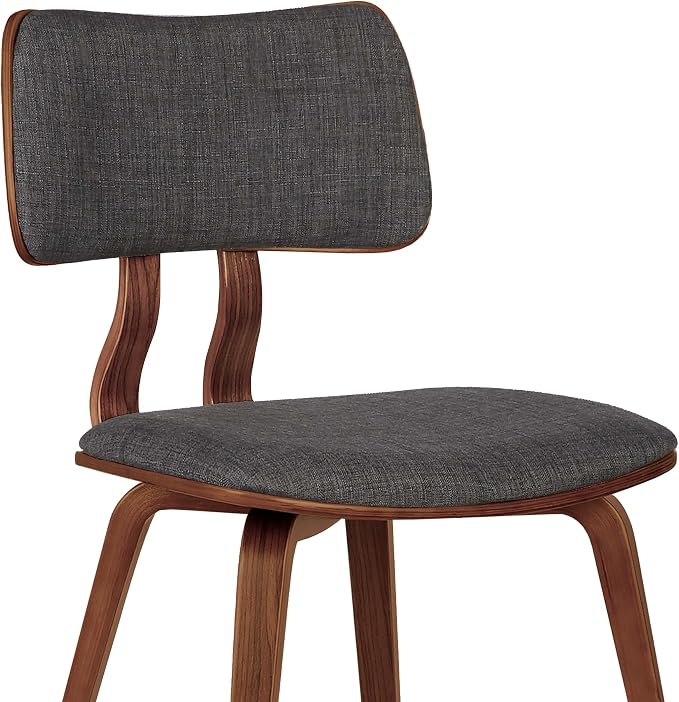 Armen Living Jaguar Dining Chair in Charcoal Fabric and Walnut Wood Finish - Image 9