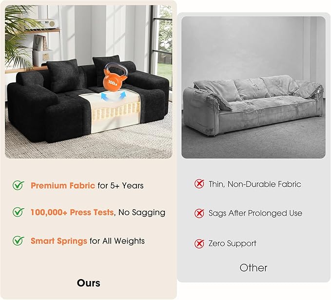 83.5" Boneless Loveseat Couch, Cloud Comfy Couches - Image 5
