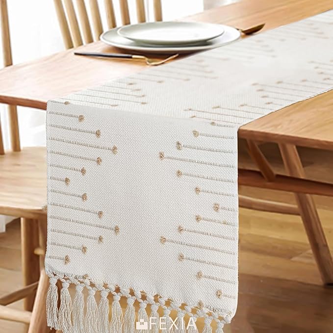 FEXIA Boho Table Runner with Tassels 72 Inches Long - Image 4