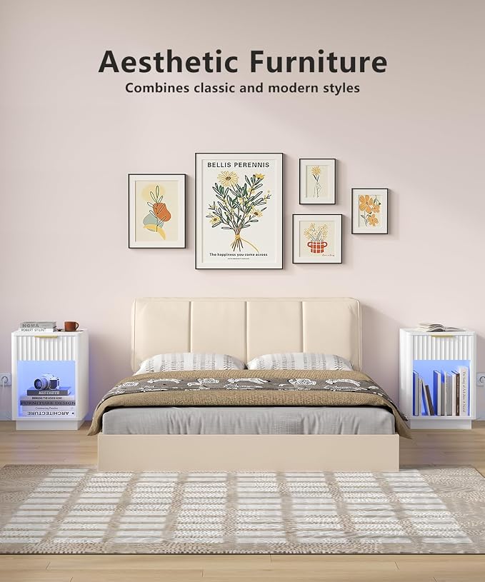 Akxomel Fluted Nightstand, Wooden Night Stand - Image 5