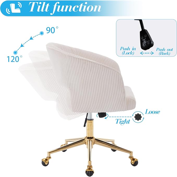 KCC Home Office Chair Swivel Desk Chair Accent Armchair Upholstered Modern - Image 5