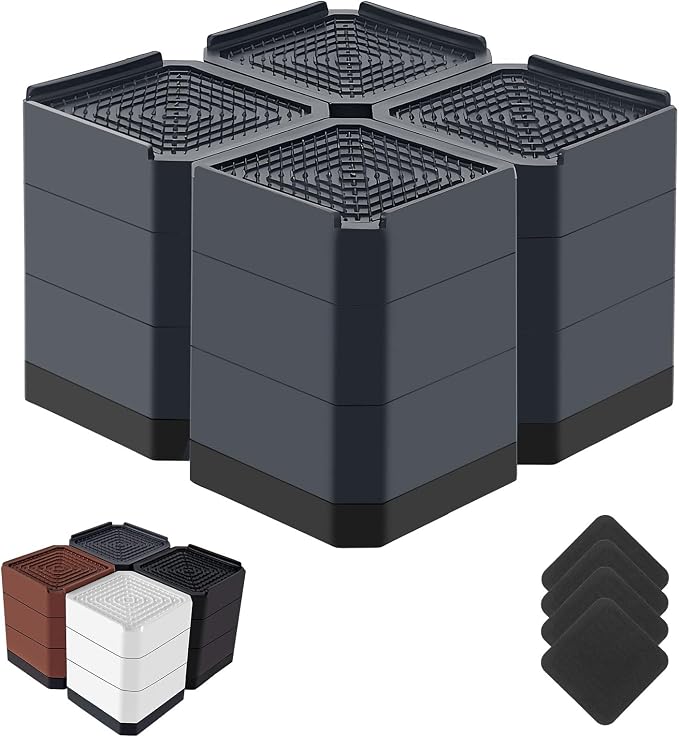 Bed Risers Heavy Duty, Adjustable Furniture Riser Blocks Lift 1.5, 4.3 inches by LiftLevelYourBed