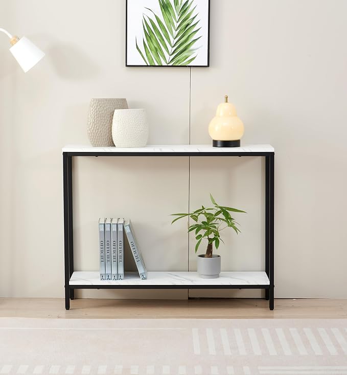 loglus Console Table for Entryway, Faux Marble MDF Sofa Table - Image 4