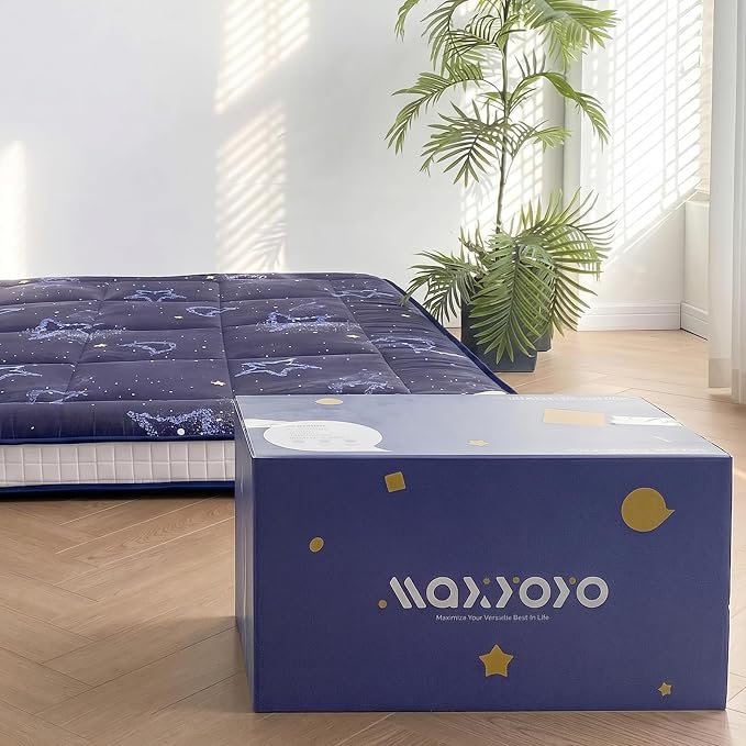 MAXYOYO Black Moon and Star Futon Mattress, Padded Japanese Floor Mattress - Image 5