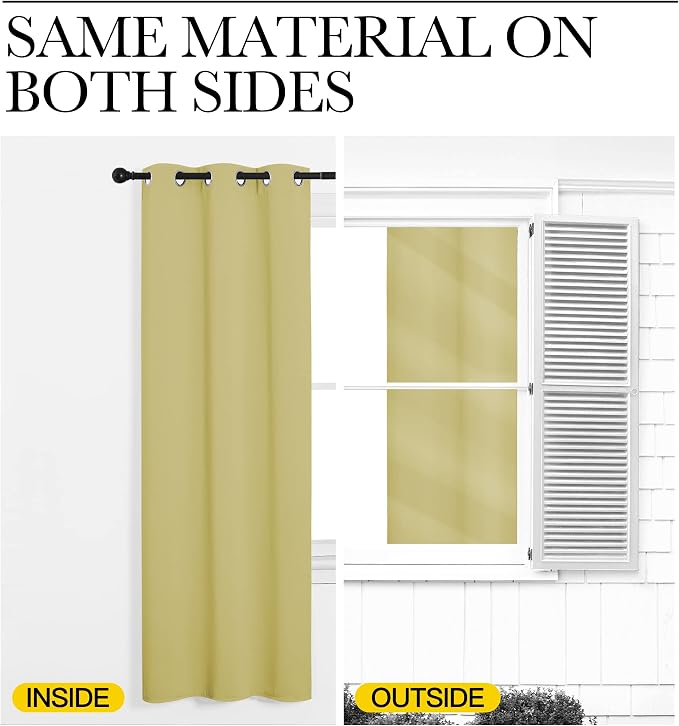 NICETOWN Blackout Curtains for Bedroom, Paler Yellow, 42 W by 80 L, Thermal - Image 5