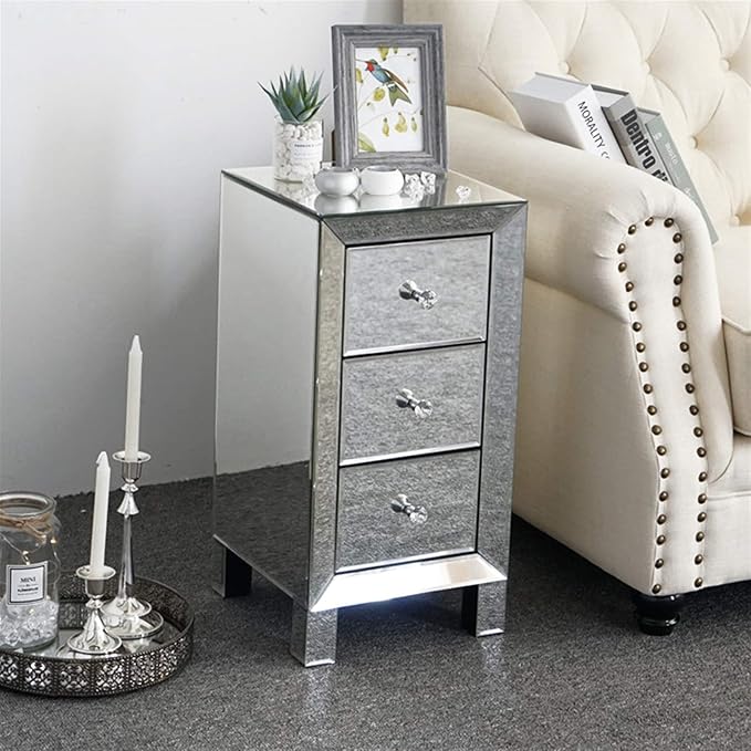 Mirrored End Table Modern Small Sofa Corner Table by HEPMIMZHU