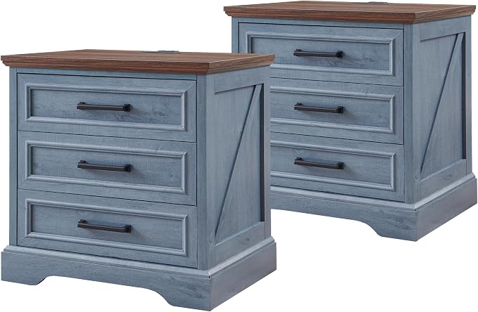 ACCOHOHO Farmhouse Nightstands Set of 2, 22 Inch Wide End Table by ACCOHOHO