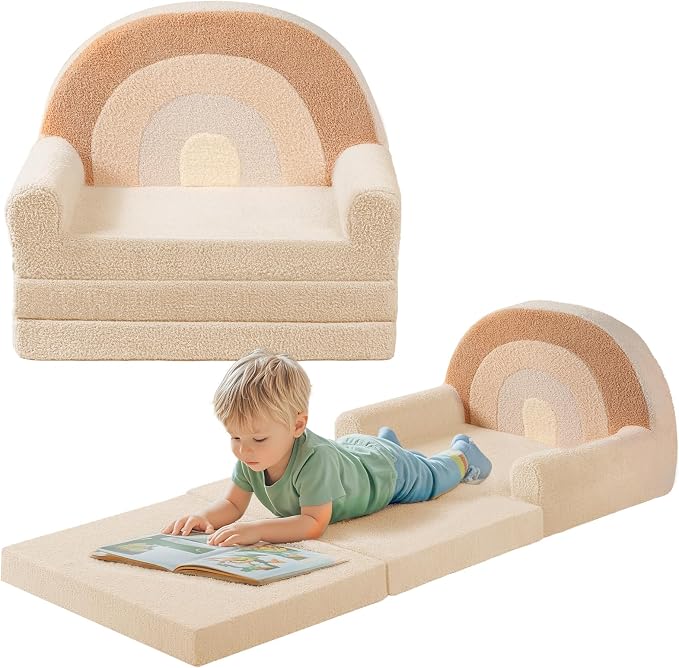 little dove Extra Wide Soft Toddler Couch Fold Out, Comfy Toddler Chair by LittleDove