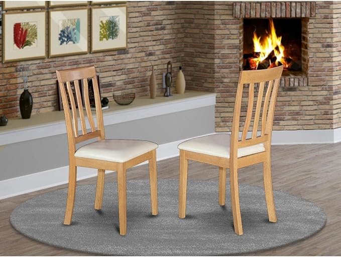 East West Furniture ANC-OAK-LC Antique Kitchen Dining Chairs - Image 2