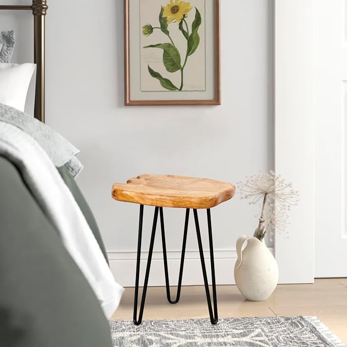 Greenage Cedar Roots Live Edge Side Table 12" x 13.5" x 17.4" Height Natural - Image 9