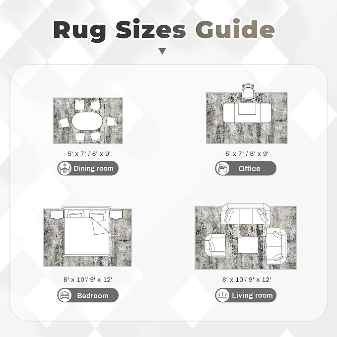 Area Rugs 5x7 for Living Room: Washable Rug Modern Abstract Neutral Soft - Image 8