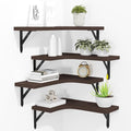 ROMGUAR CRAFT Corner Floating Shelves Wall Mounted Set of 4, Rustic Wood by ROMGUAR+CRAFT