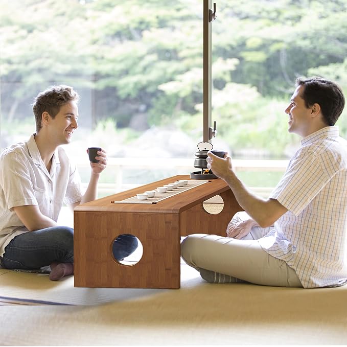 Foldable Japanese Floor Table Low Bamboo Table - Image 2