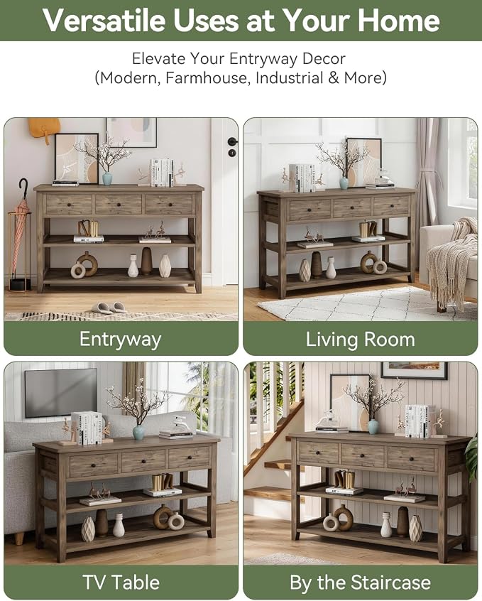 Karl home Console Table with 3 Drawers, Living Room - Image 7