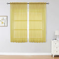 OWENIE Sheer Curtains 63 inch Length 2 Panels Set, Ivory Sheer Cutains Short by OWENIE
