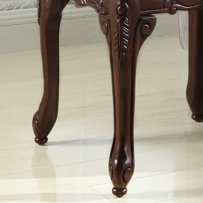 Roundhill Furniture Traditional Ornate Detailing Wood End Table, Dark Cherry - Image 4