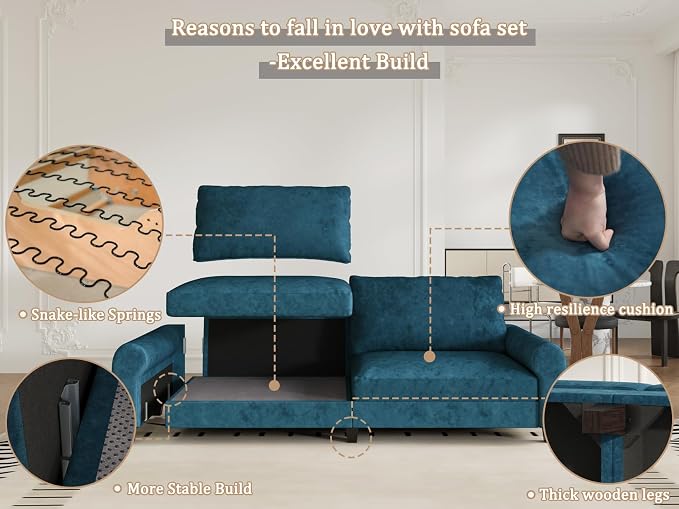 EASE MOOSE 88.5" Large Seat Velvet Loveseat Sofa, Soft Deep Seat Couches - Image 9