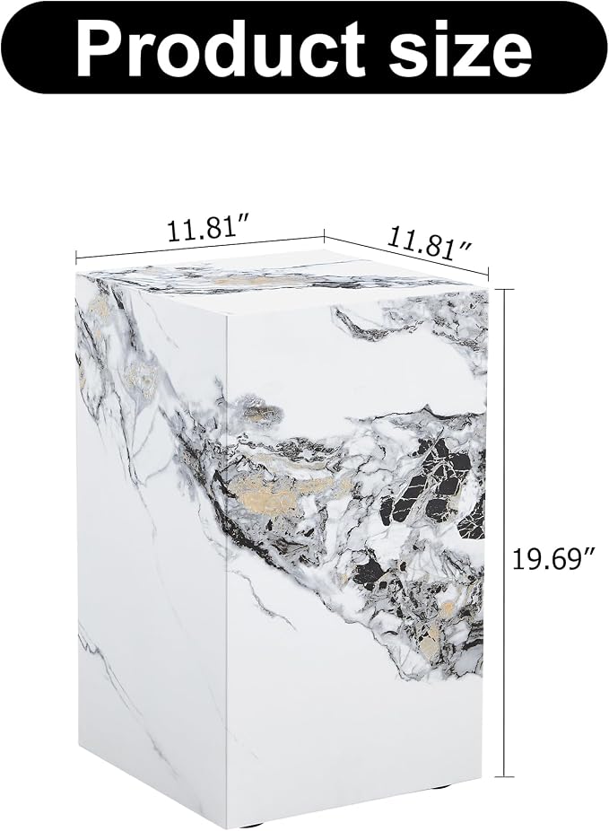 White Marble Rectangular End Coffee Table, Modern Elegant Bedside Nightstand - Image 2