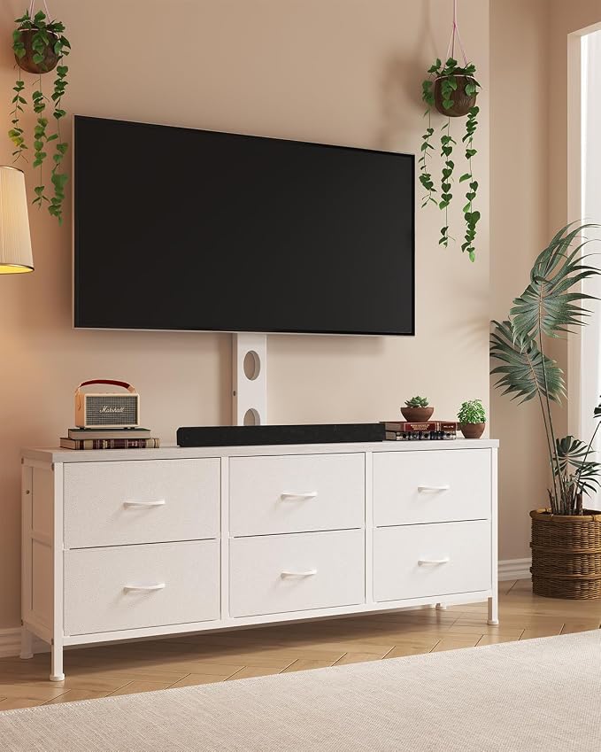 TV Stand with Mount, Fabric Dresser with 6 Drawers by Unknown