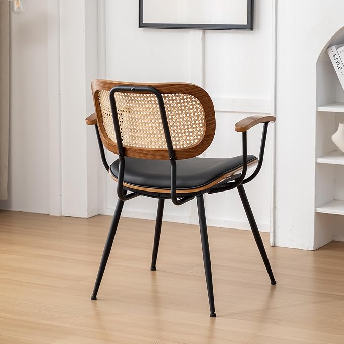 Rattan Dining Room Chairs Set of 2, Mid Century Modern Kitchen Side Chairs - Image 9