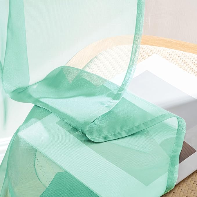 MIULEE Aqua Sheer Curtains 96 Inches Long, 4 Panels Set, Light Filtering Rod - Image 7