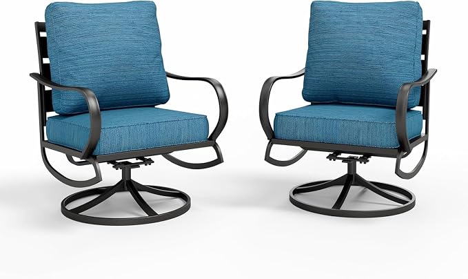 Sophia & William 2 Pieces Patio Furniture Sets Metal Sofa Chairs Patio Cushion by SophiaWilliam