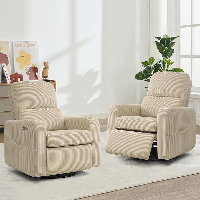 Swivel Rocker Recliner, Oversized Power Recliner Nursery Glider - Image 8