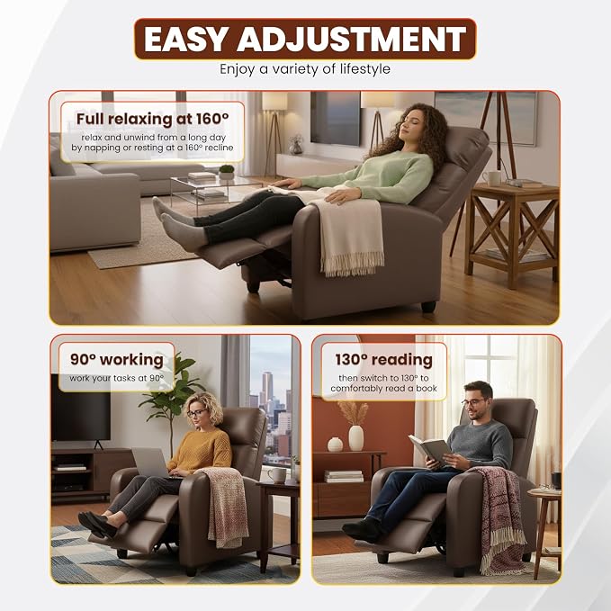 FDW Recliner Chair Reclining Sofa Leather Chair Home Theater Seating Lounge - Image 7