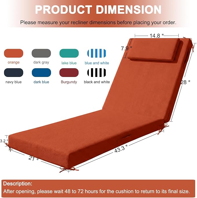 Outdoor Lounge Chair mat, 72 inches x 21 inches, Waterproof Chaise Lounge - Image 2