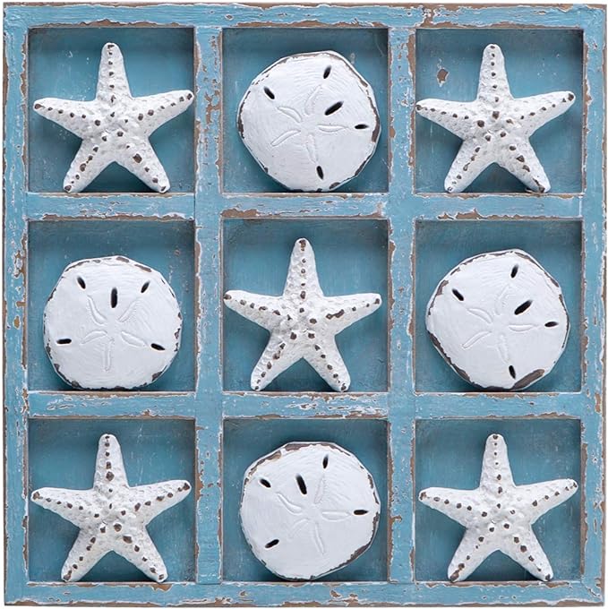 NIKKY HOME Beach Decor Tic Tac Toe Wood Board Travel Game by NIKKYHOME