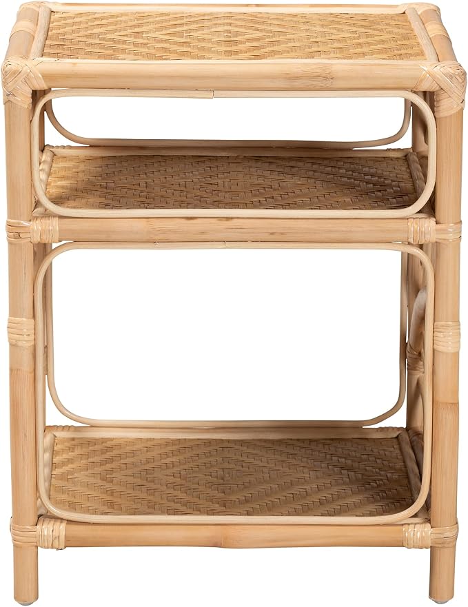 bali & pari Baara Modern Bohemian Natural Rattan Nightstand - Image 4