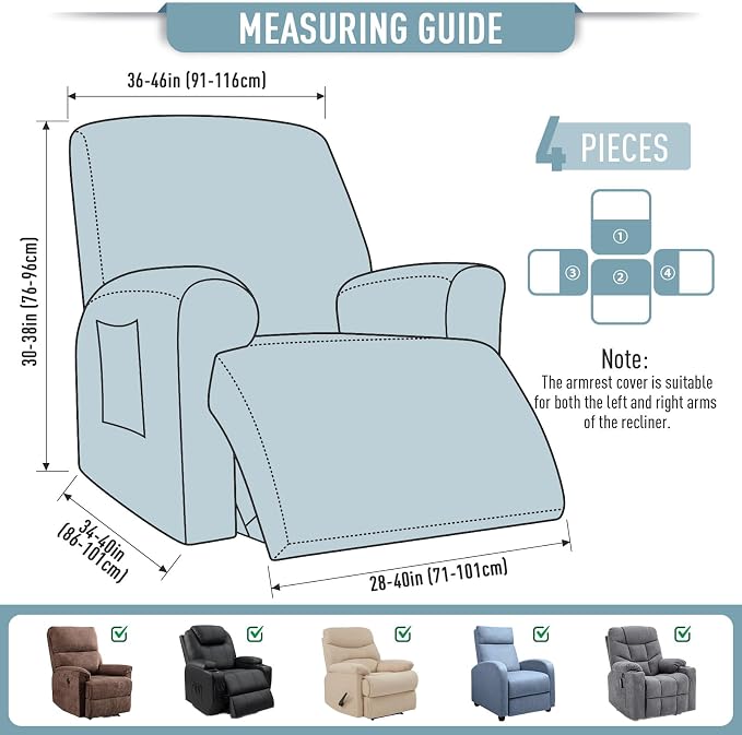 TAOCOCO Oversized Recliner Chair Covers, 1 Seater Streach Recliner Covers Soft - Image 4