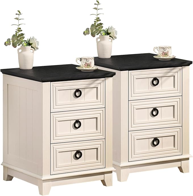 Joaxswe Farmhouse Night Stand Set of 2, Dresser by Joaxswe