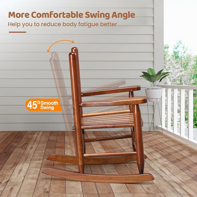 JOYMOR Outdoor Wooden Rocking Chair - Image 5