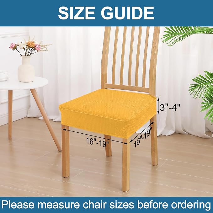 Smiry Waterproof Seat Covers for Dining Room Chairs Set of 4, Stretch Jacquard - Image 2