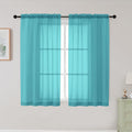 Turquoise Sheer Curtains for Bedroom Living Room 45 Inch Length 2 Panels by WelvetBLK