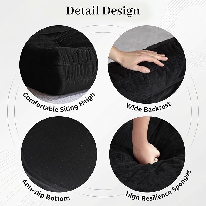 Bean Bag Chair, 2 Seater Lazy Bean Bag Sofa Memory Foam Couch, Giant Bean Bag - Image 5