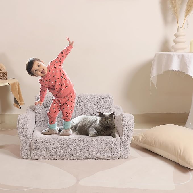 MOMCAYWEX Kids Sofa, 2-in-1 Flip-Out Foam Couch, Soft Play Lounge Chair - Image 4