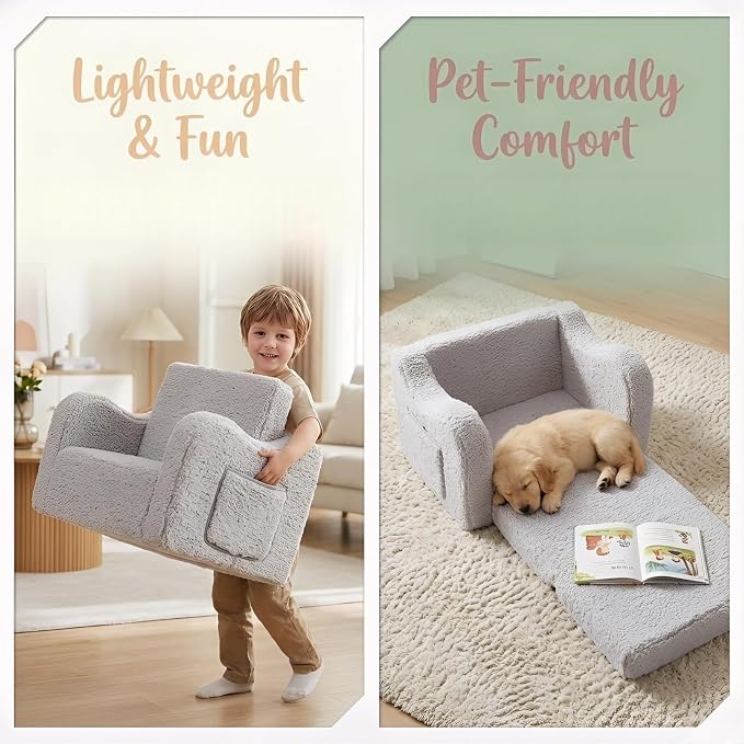 MOMCAYWEX Kids Sofa, 2-in-1 Flip-Out Foam Couch - Image 5