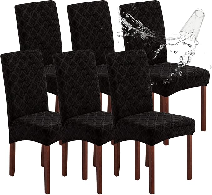 Genina Waterproof Chair Covers for Dining Room, Stretch Jacquard Dining Chair by Genina