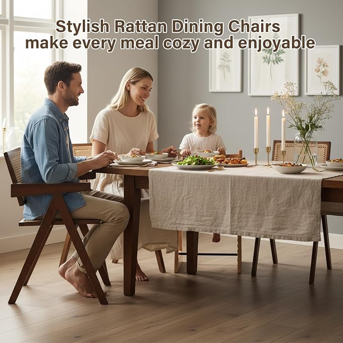 Furlide Rattan Accent Chairs, Modern Mid Century Dining Chairs Set of 2 - Image 6