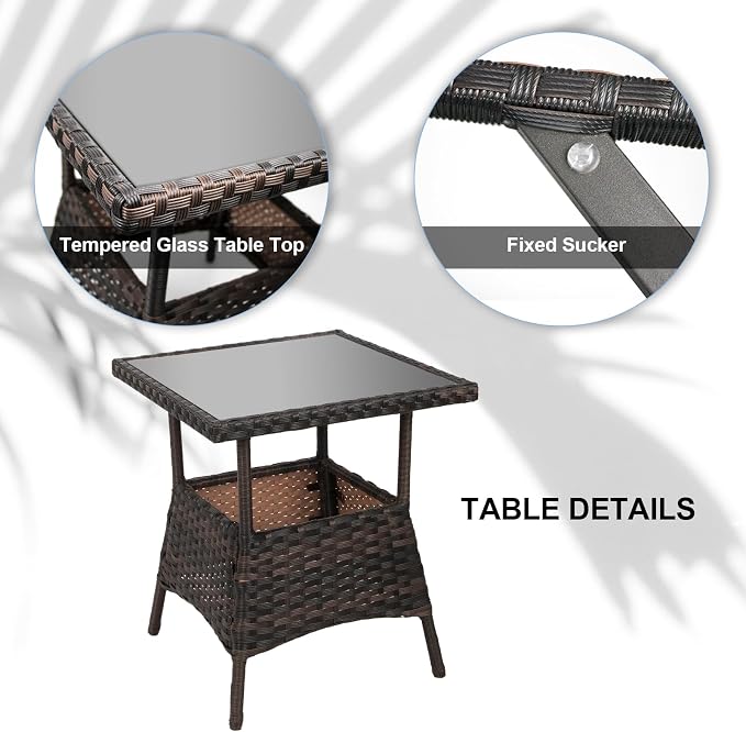 LEVELEVE 3 pcs Rocking Bistro Set Conversation Chairs PE Wicker Outdoor Rocking - Image 6