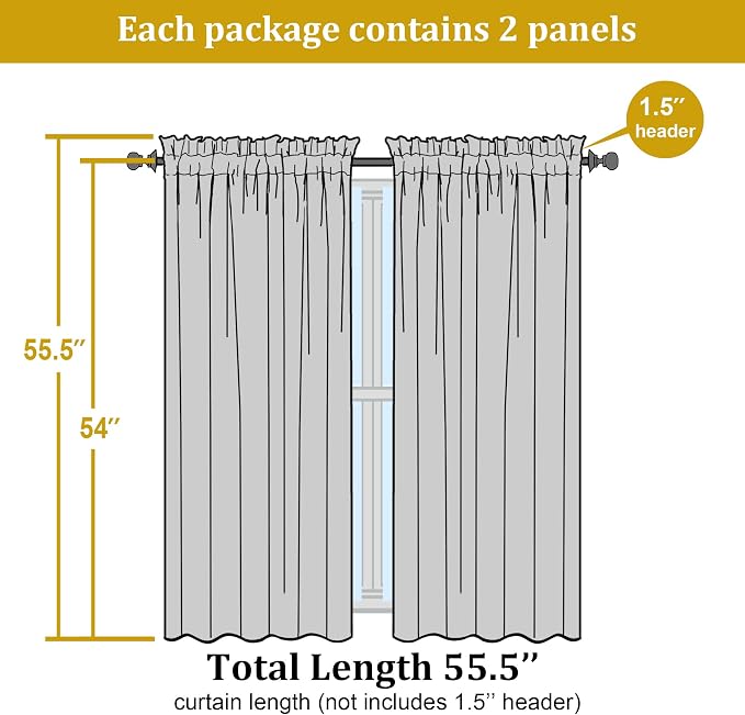 OWENIE Sheer Curtains 54 Inch Length 2 Panels Set, Plam Clear Sheer Short - Image 7