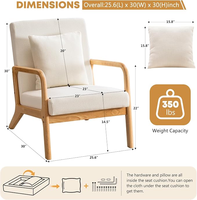 ELUCHANG Mid-Century Modern Accent Chair - Image 2