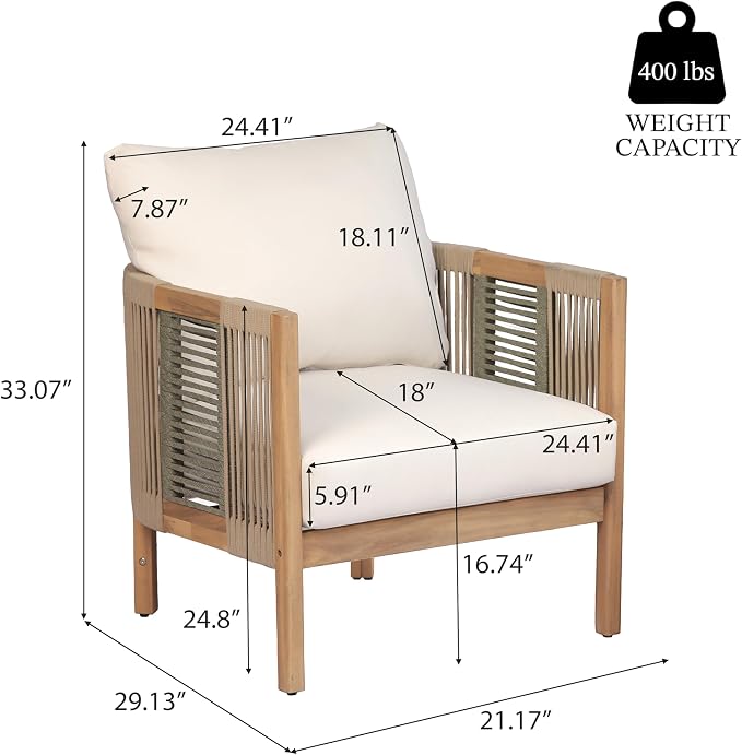 Christopher Knight Home 4-Piece Acacia Wood Patio Furniture Set - Image 5