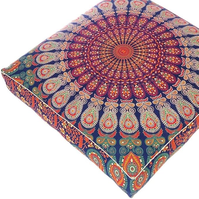 Mandala Floor Pillow Cover Meditation Cushion Seating Throw Hippie Round - Image 4