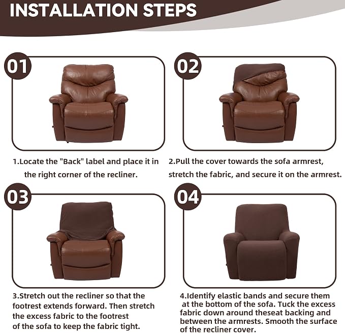 Cupuamon Recliner Chair Covers, Lazy Boy Recliner Covers Stretch Reclining - Image 6