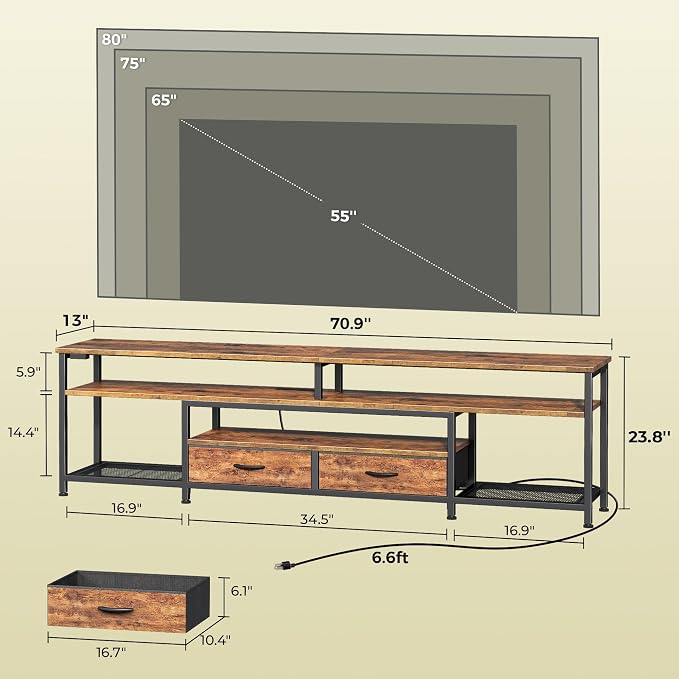 Huuger TV Stand for 75 80 Inch TV, Entertainment Center - Image 6
