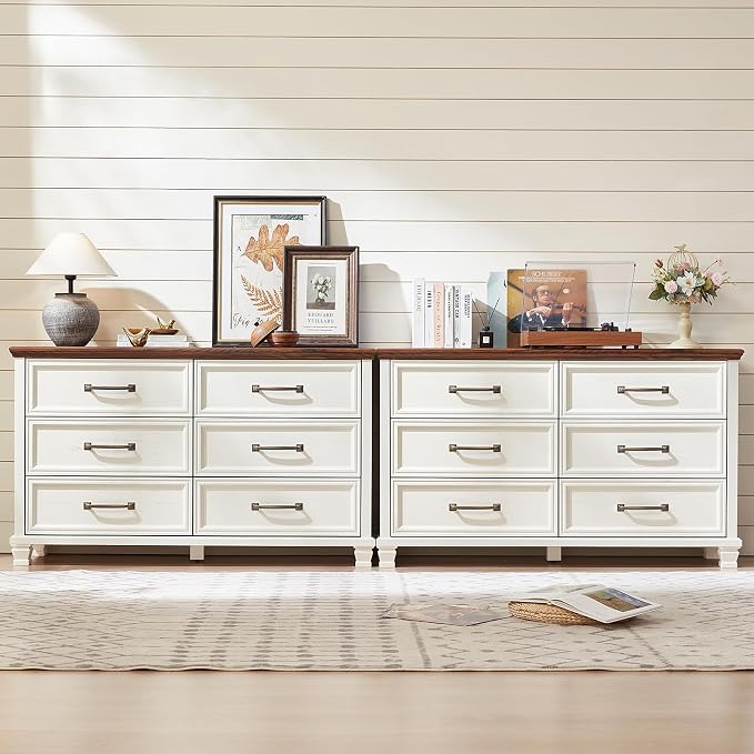 SAVOR LIFE Farmhouse White 6 Drawer Dresser - Image 6